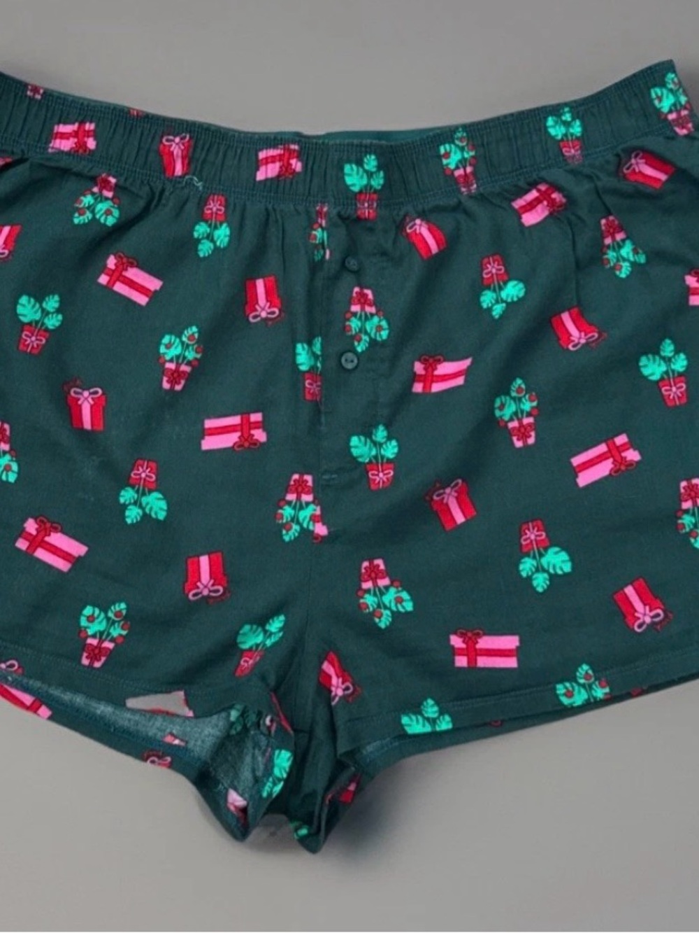 Pink Victorias Secret Pajama Shorts Women Size L Green Red Gift Boxes Comfy